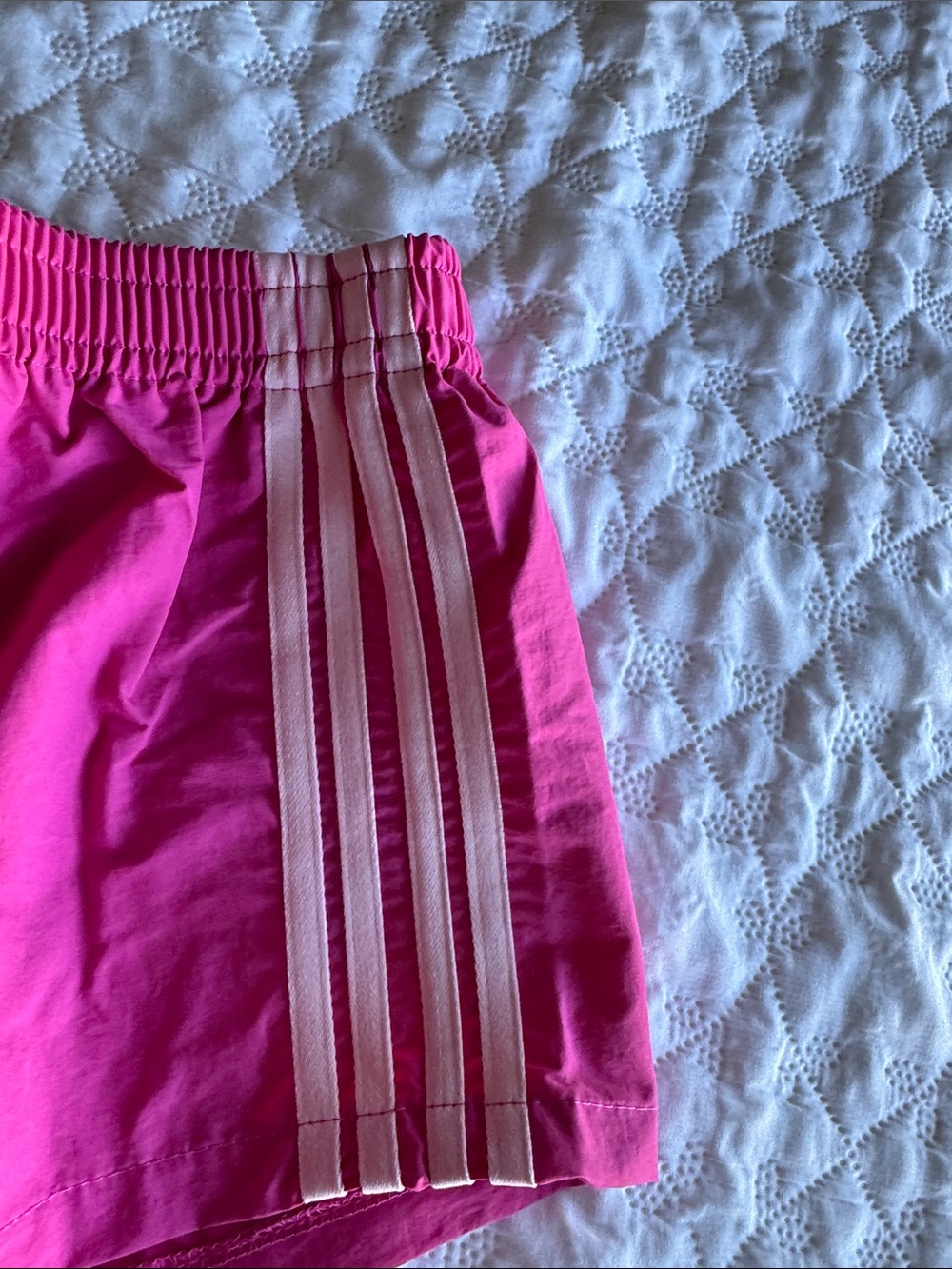 JBL Hot Pink Athletic Shorts with White Stripes - Picture 6 of 6